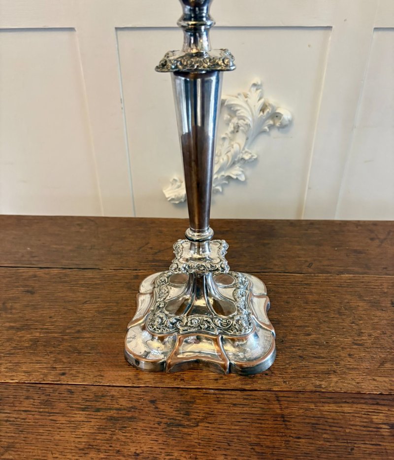 Antique Victorian Large Silver Plated Five Branch Candelabra Dining Table Centrepiece with Detachable Sconces - Image 5